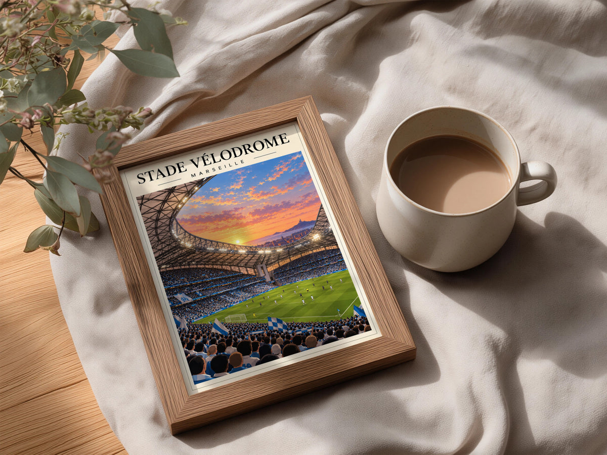 Stade Velodrome Marseille Stadium Poster — framed room mockup 3