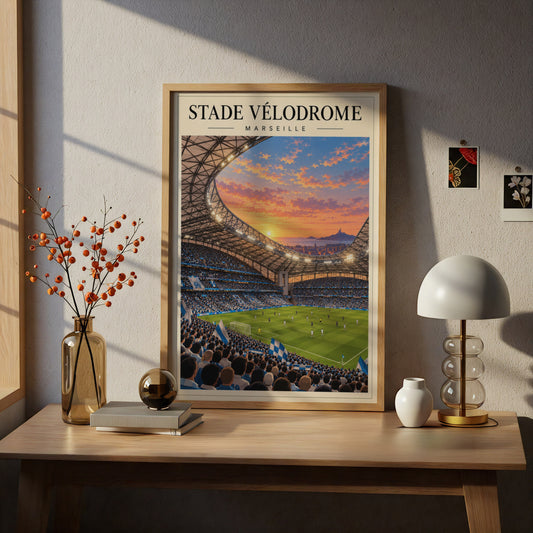Stade Velodrome Marseille Stadium Poster — framed room mockup 5