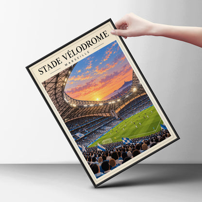 Stade Velodrome Marseille Stadium Poster — framed room mockup 6