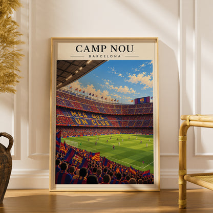 Camp Nou Barcelona Stadium Art Print — framed room mockup 1