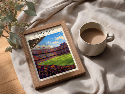 Camp Nou Barcelona Stadium Art Print — framed room mockup 3