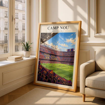 Camp Nou Barcelona Stadium Art Print — framed room mockup 4