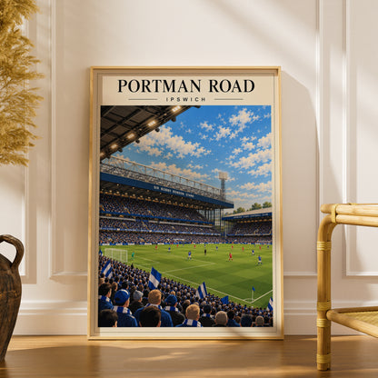 Portman Road Ipswich Stadium Poster — framed room mockup 1