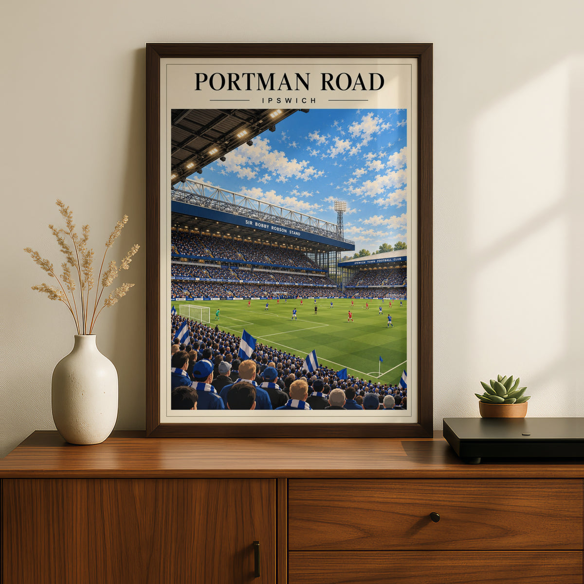 Portman Road Ipswich Stadium Poster — framed room mockup 2