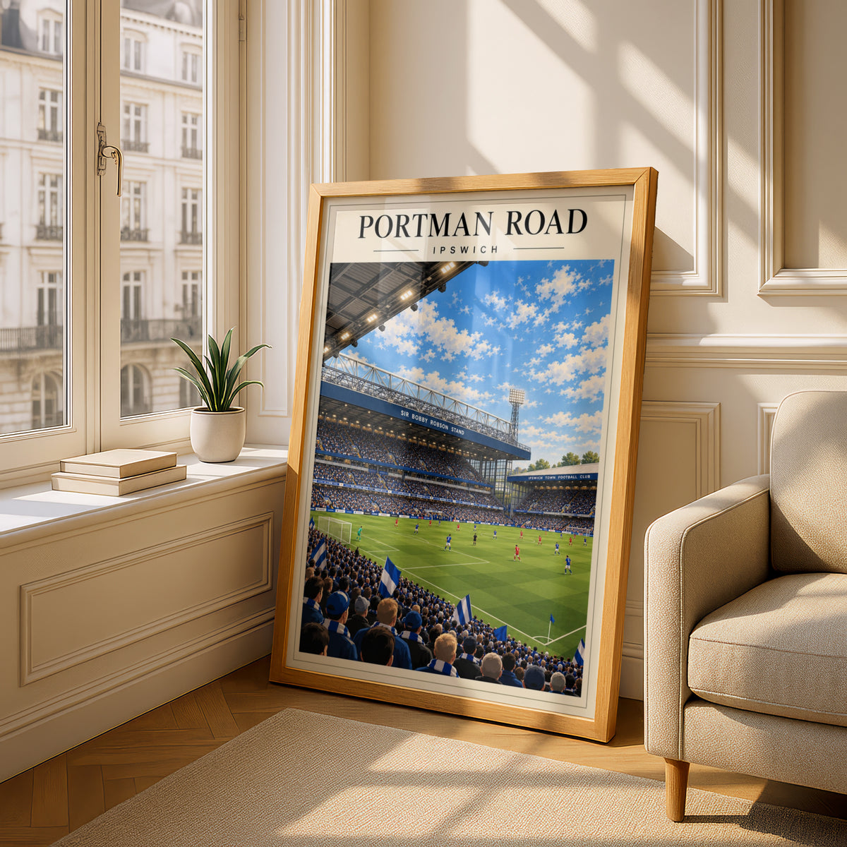 Portman Road Ipswich Stadium Poster — framed room mockup 4