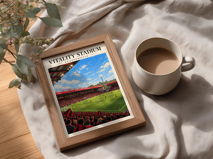 Vintage Vitality Stadium Bournemouth Print — framed room mockup 3