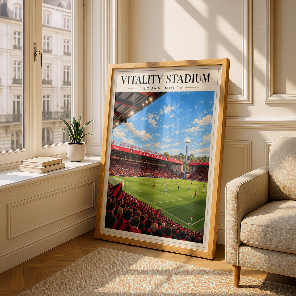 Vintage Vitality Stadium Bournemouth Print — framed room mockup 4