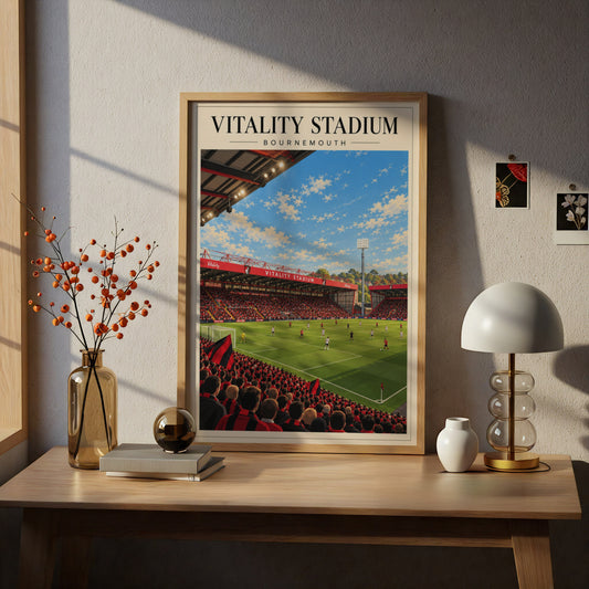 Vintage Vitality Stadium Bournemouth Print — framed room mockup 5