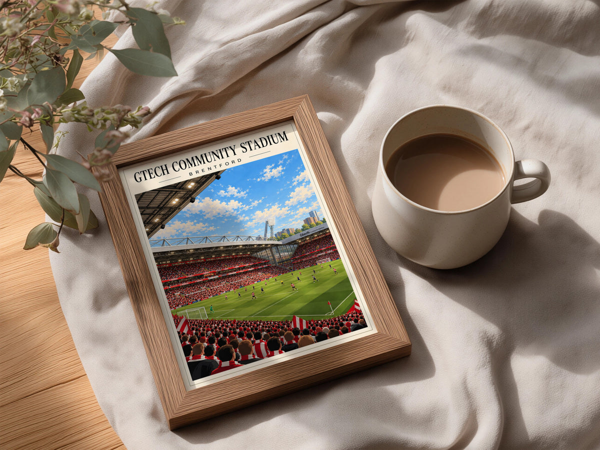 Gtech Community Stadium Brentford Print — framed room mockup 3