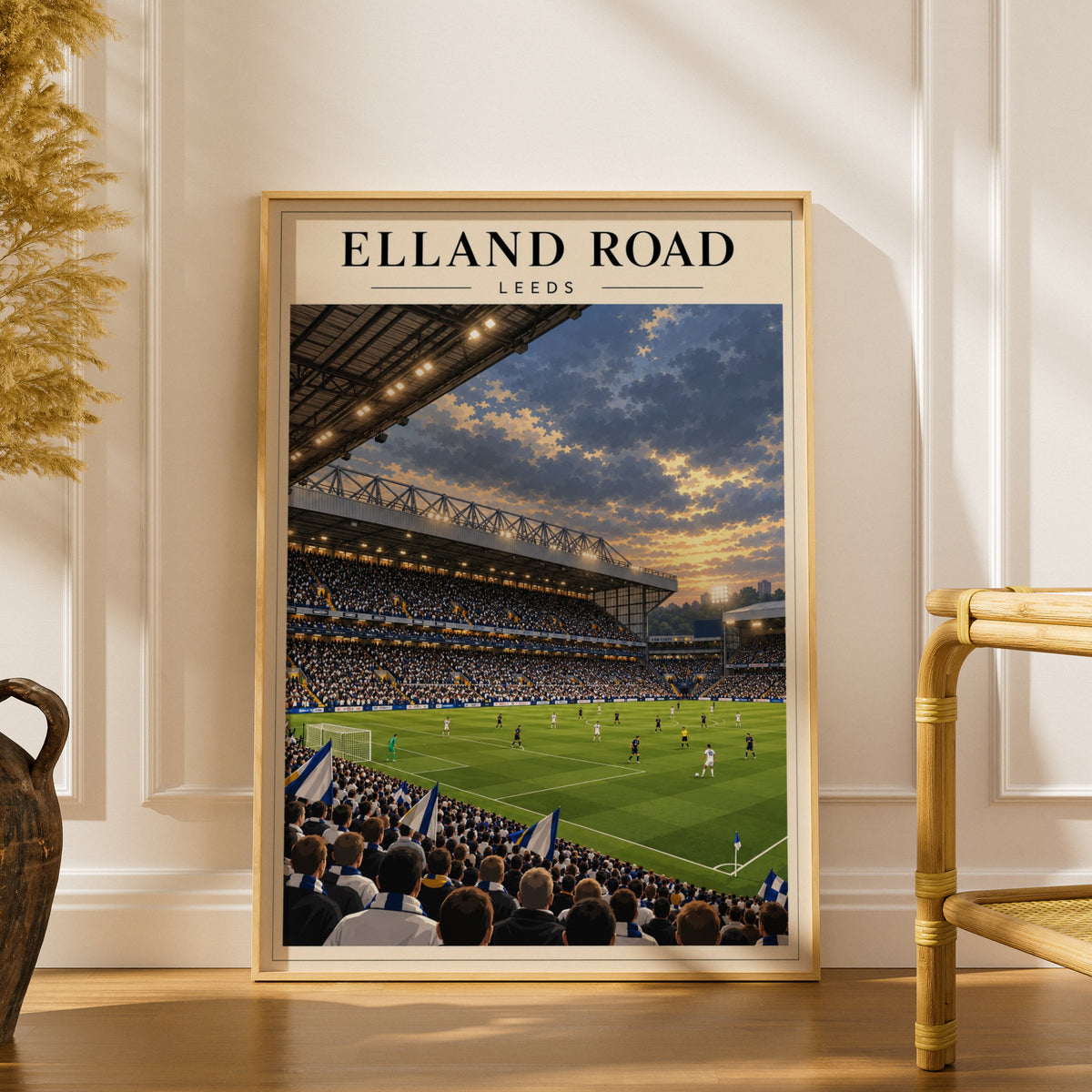 Elland Road Leeds Stadium Art Print — framed room mockup 1