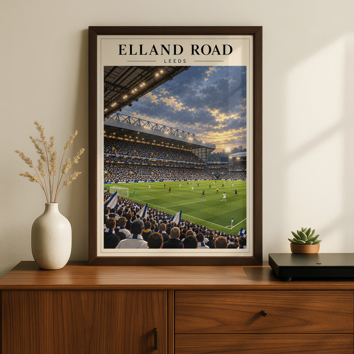 Elland Road Leeds Stadium Art Print — framed room mockup 2