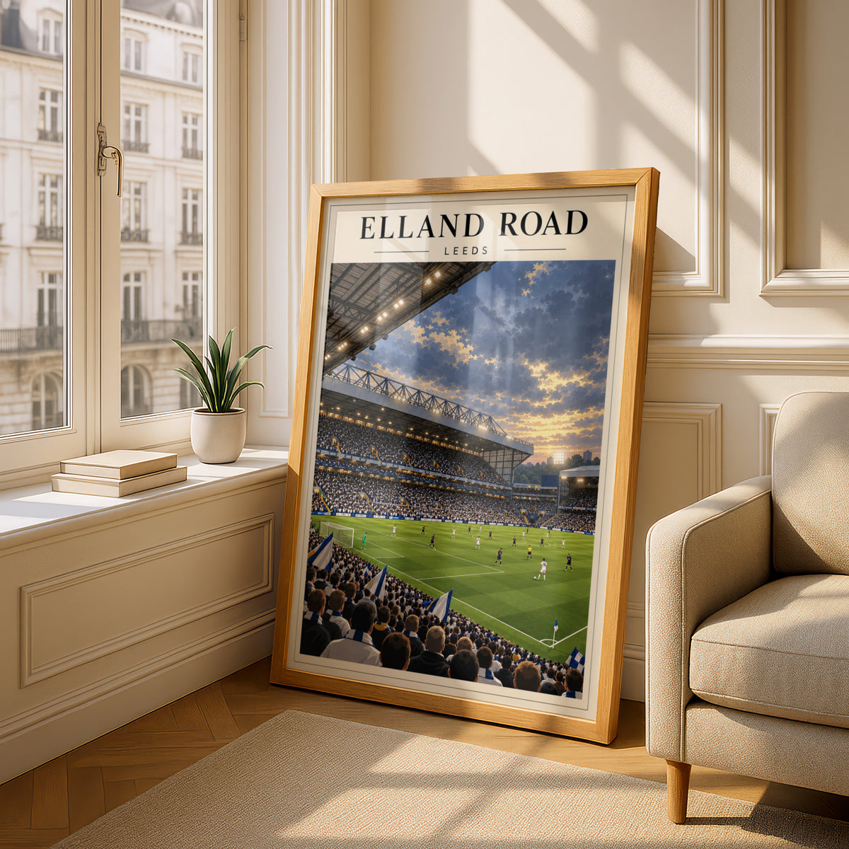 Elland Road Leeds Stadium Art Print — framed room mockup 4