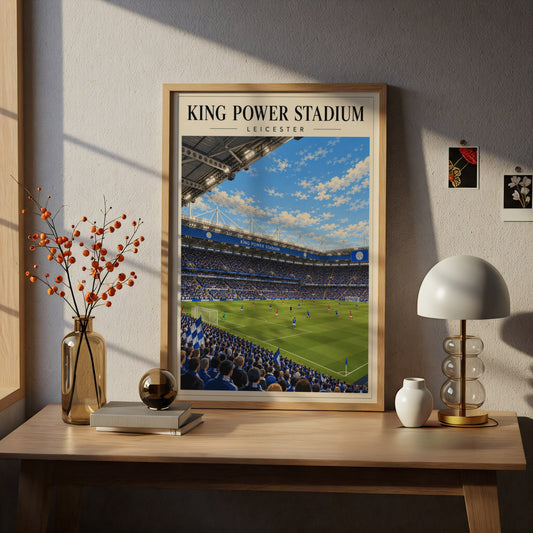 King Power Stadium Leicester Football Poster — framed room mockup 5