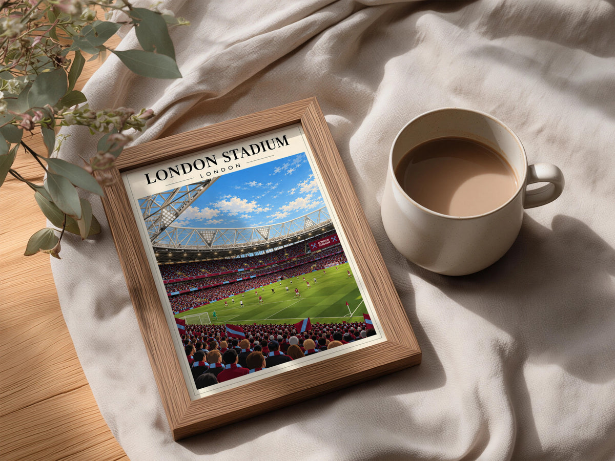 London Stadium Matchday Poster Print — framed room mockup 3