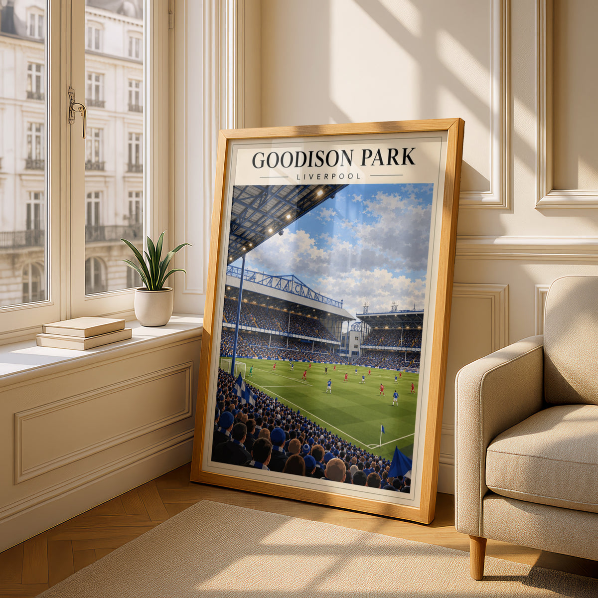 Goodison Park Liverpool Stadium Print — framed room mockup 4
