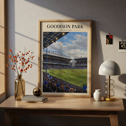 Goodison Park Liverpool Stadium Print — framed room mockup 5