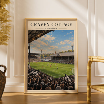 Craven Cottage London Football Poster — framed room mockup 1