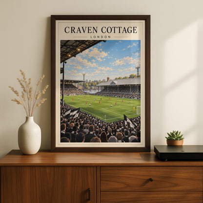 Craven Cottage London Football Poster — framed room mockup 2