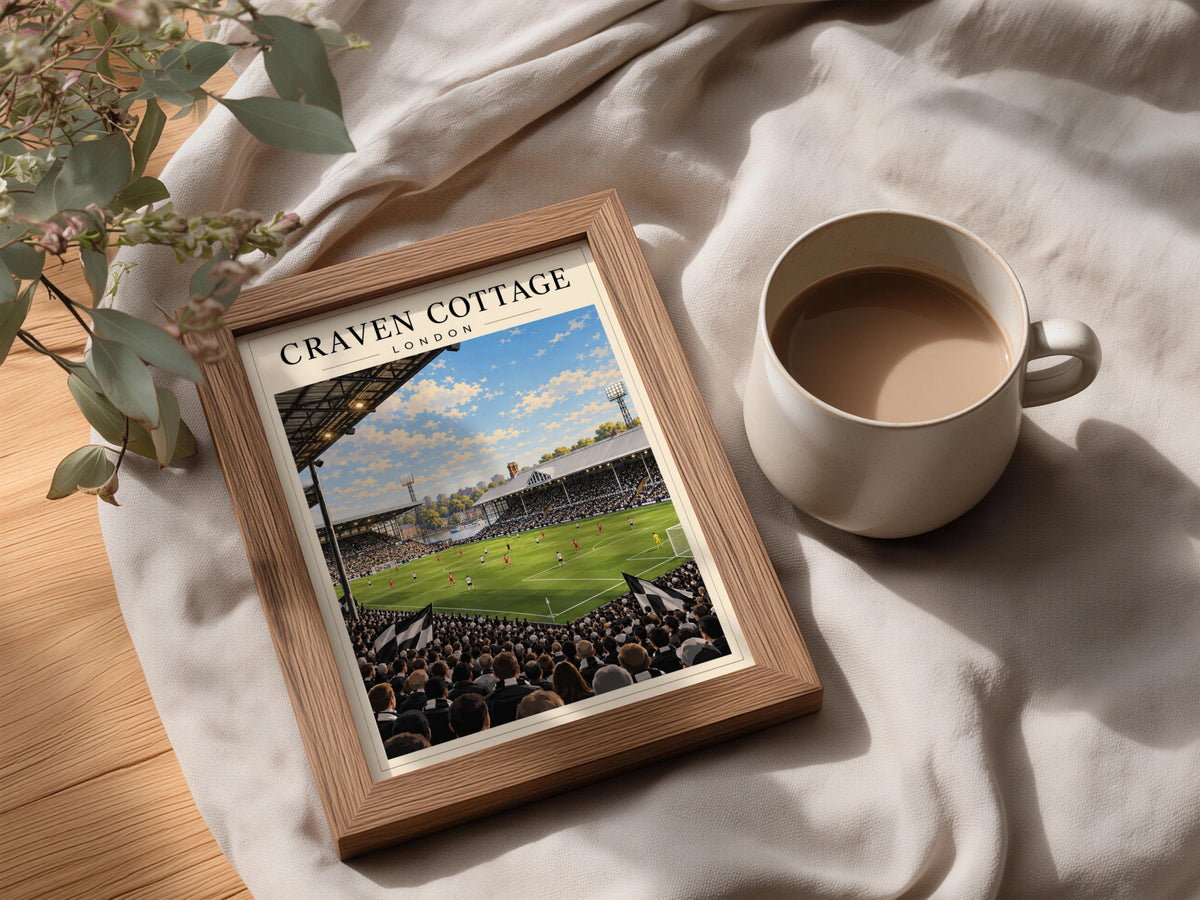 Craven Cottage London Football Poster — framed room mockup 3