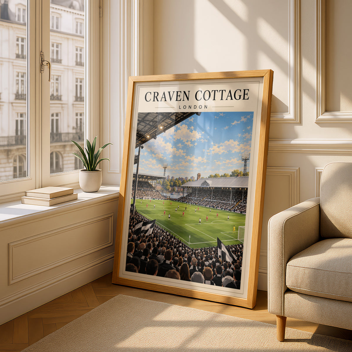 Craven Cottage London Football Poster — framed room mockup 4