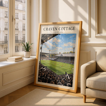 Craven Cottage London Football Poster — framed room mockup 4