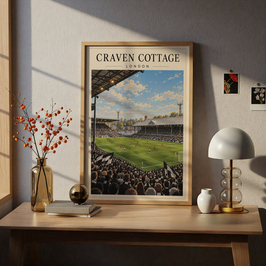 Craven Cottage London Football Poster — framed room mockup 5