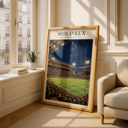 Molineux Stadium Night Match Poster — framed room mockup 4