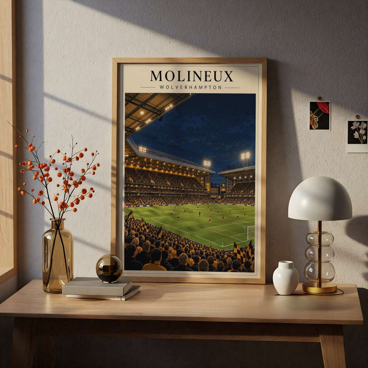 Molineux Stadium Night Match Poster — framed room mockup 5