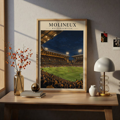 Molineux Stadium Night Match Poster — framed room mockup 5