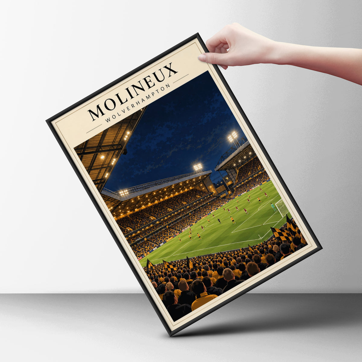 Molineux Stadium Night Match Poster — framed room mockup 6