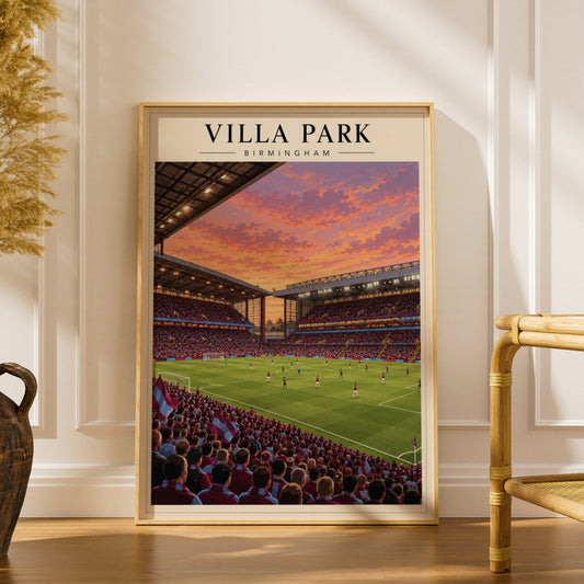 Villa Park Birmingham Stadium Poster — framed room mockup 1