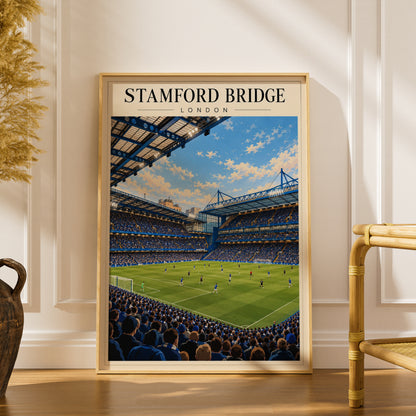 Vintage Stamford Bridge Stadium Poster — framed room mockup 1