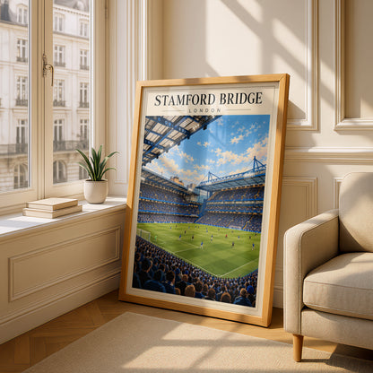 Vintage Stamford Bridge Stadium Poster — framed room mockup 4