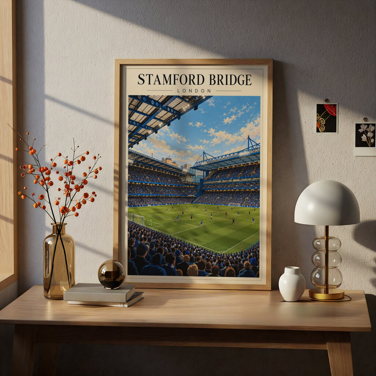 Vintage Stamford Bridge Stadium Poster — framed room mockup 5
