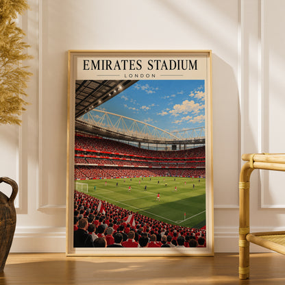Emirates Stadium London Football Poster — framed room mockup 1