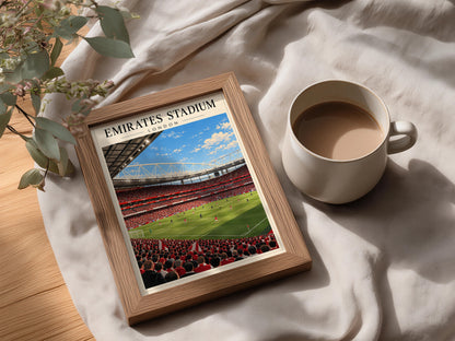 Emirates Stadium London Football Poster — framed room mockup 3