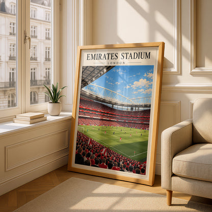 Emirates Stadium London Football Poster — framed room mockup 4