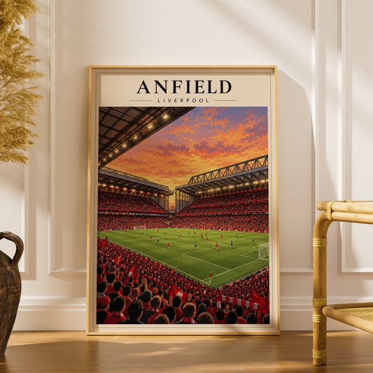 Anfield Liverpool Stadium Art Print — framed room mockup 1