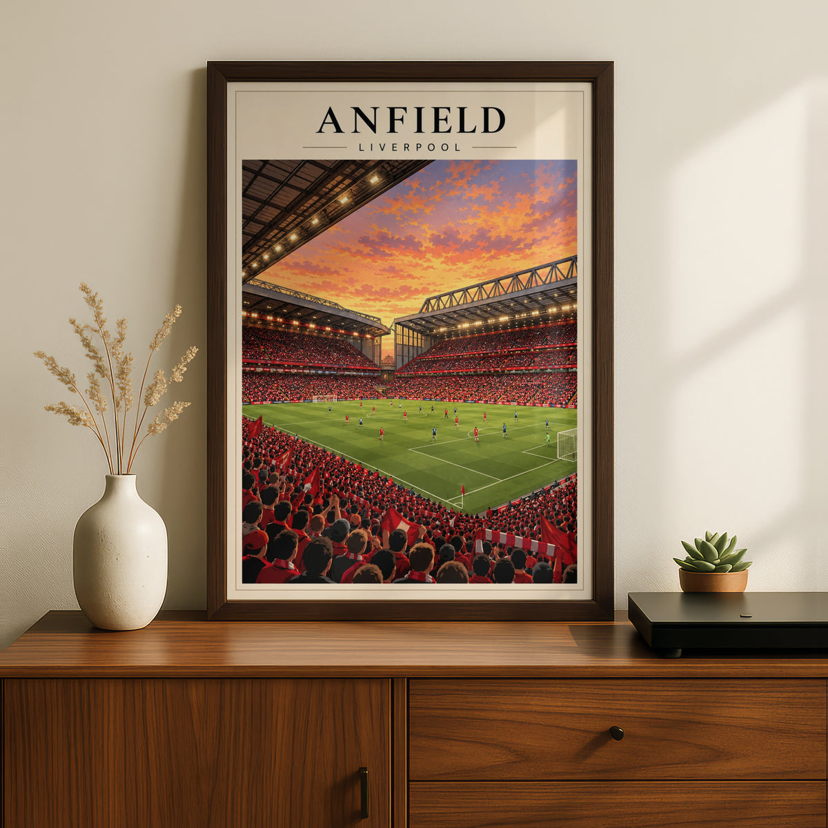 Anfield Liverpool Stadium Art Print — framed room mockup 2