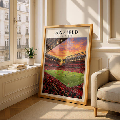 Anfield Liverpool Stadium Art Print — framed room mockup 4