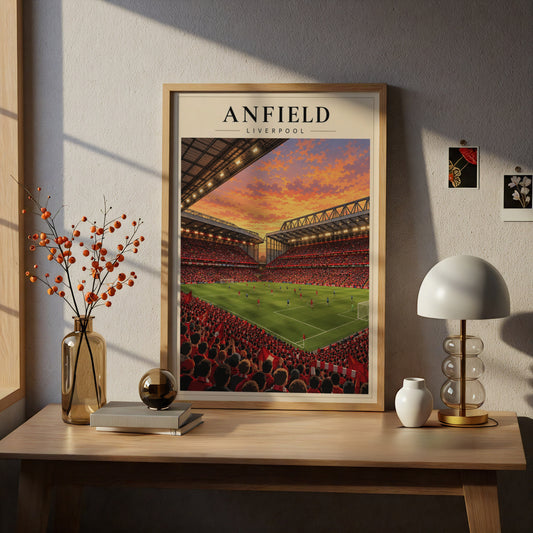 Anfield Liverpool Stadium Art Print — framed room mockup 5