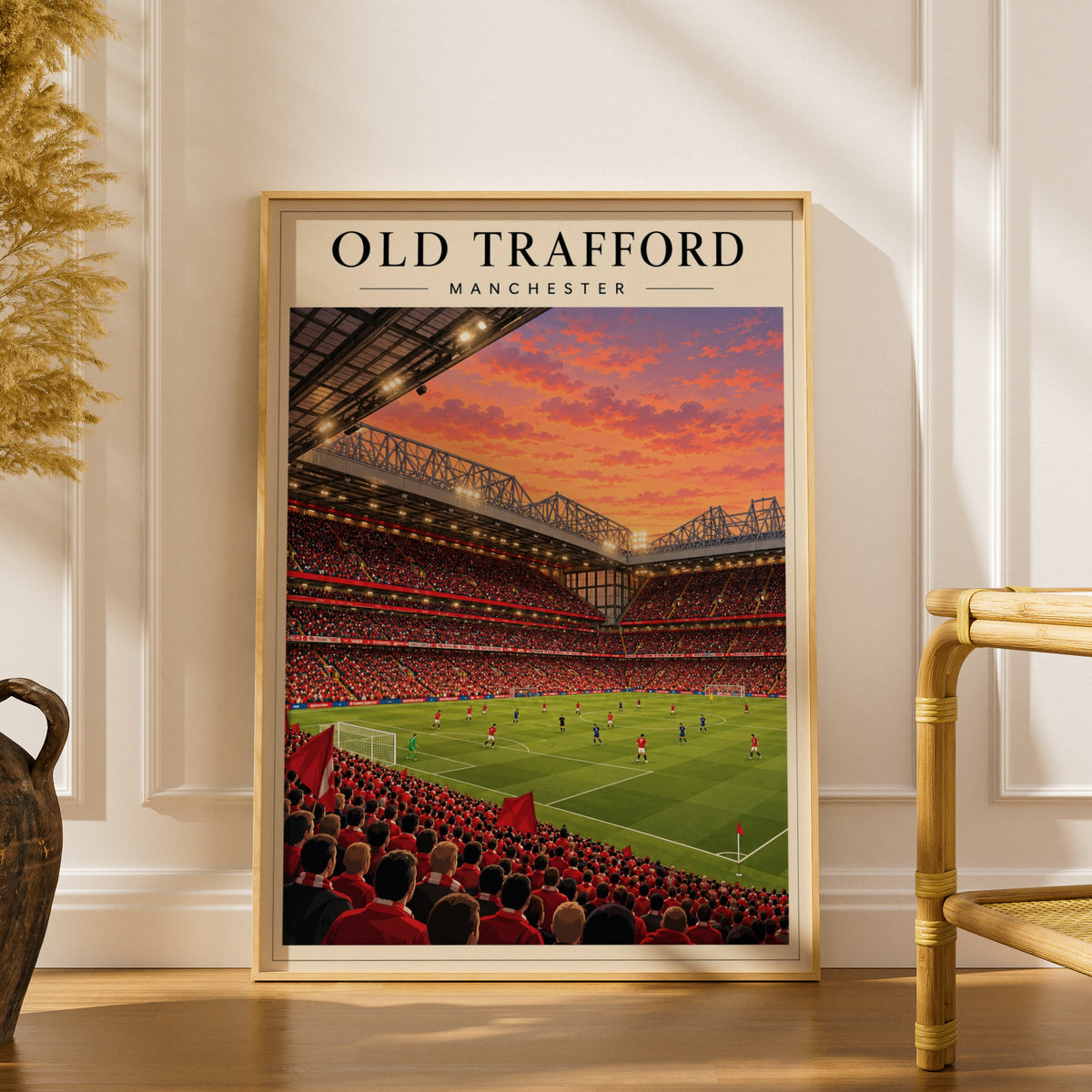 Old Trafford Stadium Illustration Print — framed room mockup 1