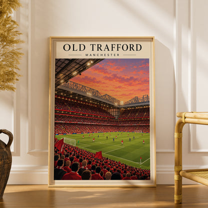Old Trafford Stadium Illustration Print — framed room mockup 1