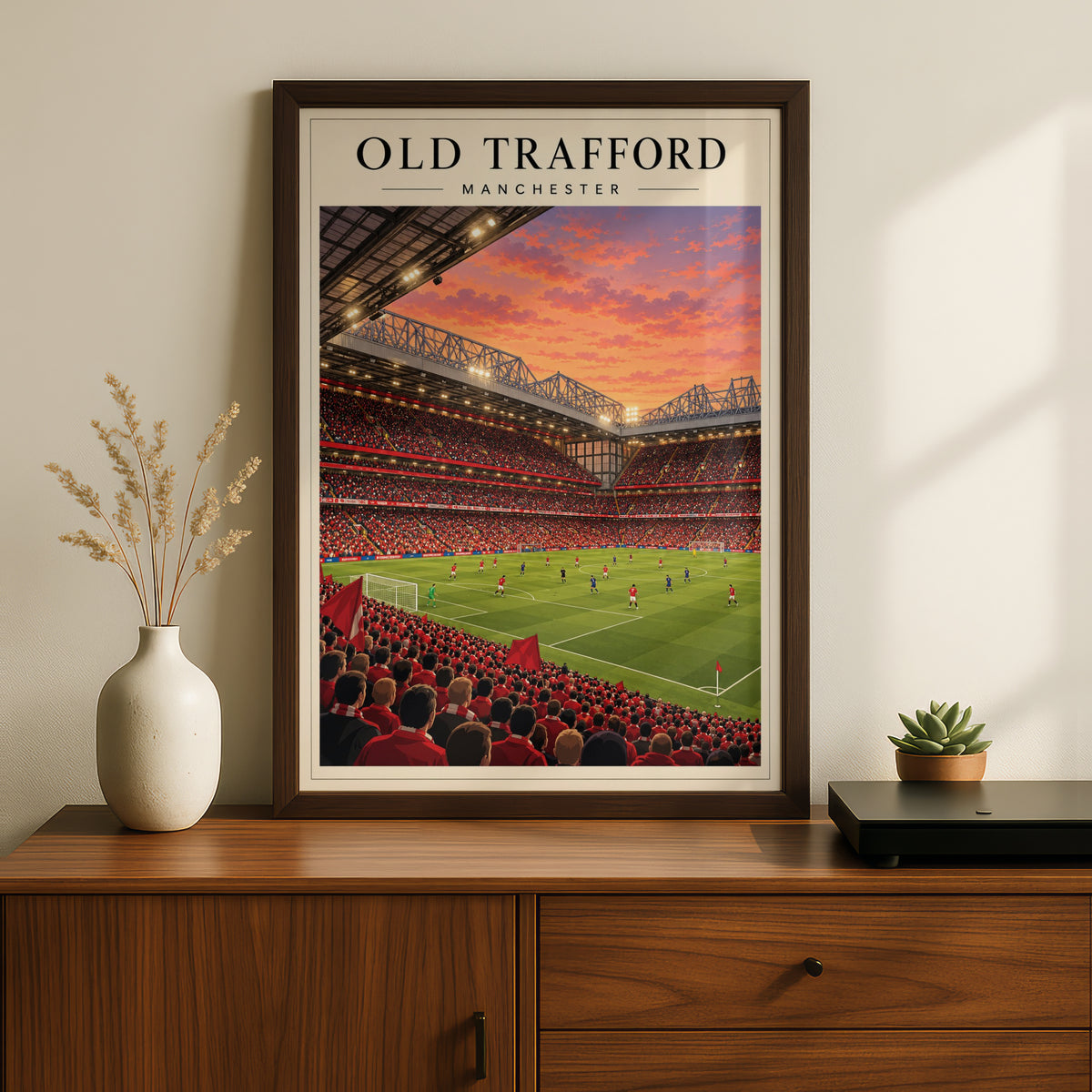 Old Trafford Stadium Illustration Print — framed room mockup 2
