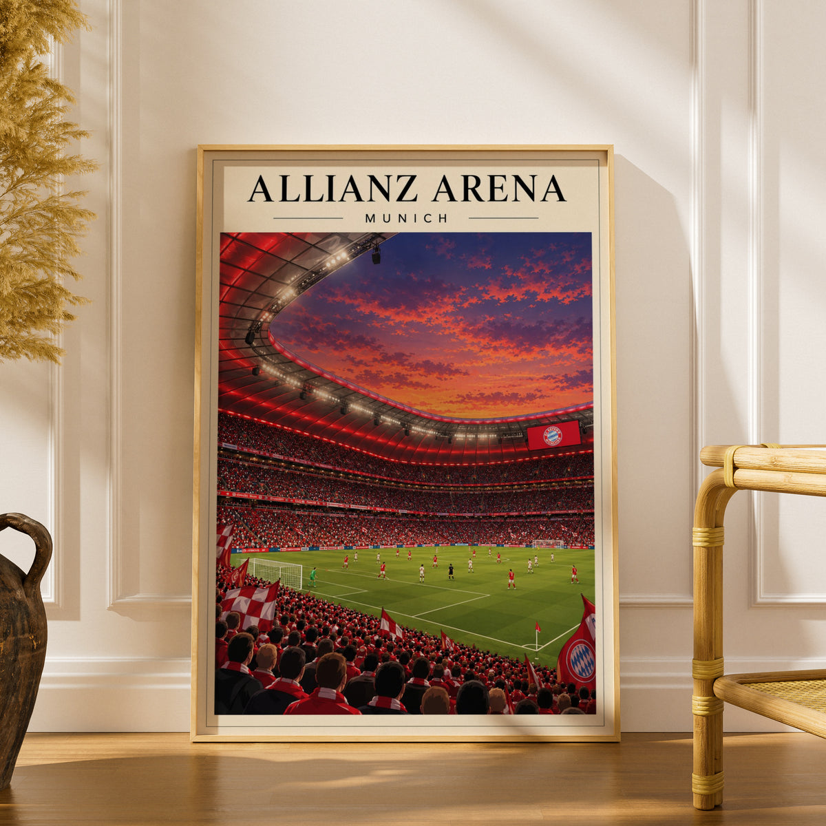 Allianz Arena Munich Football Stadium Poster — framed room mockup 1