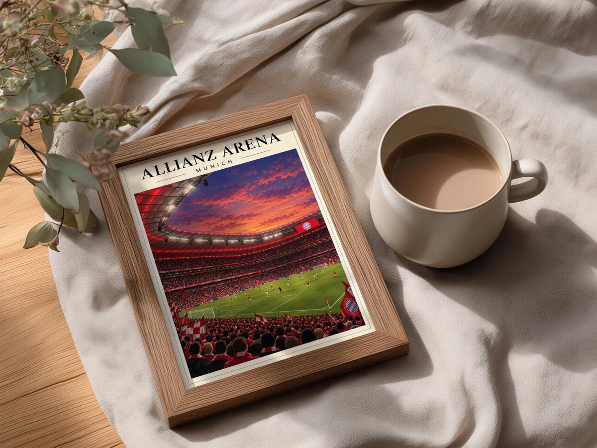 Allianz Arena Munich Football Stadium Poster — framed room mockup 3