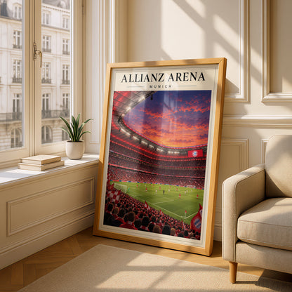 Allianz Arena Munich Football Stadium Poster — framed room mockup 4