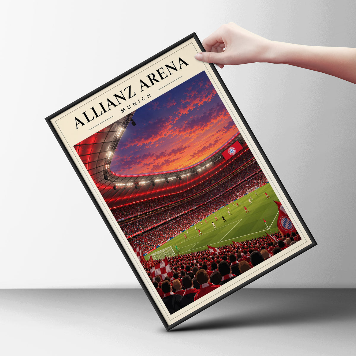 Allianz Arena Munich Football Stadium Poster — framed room mockup 6