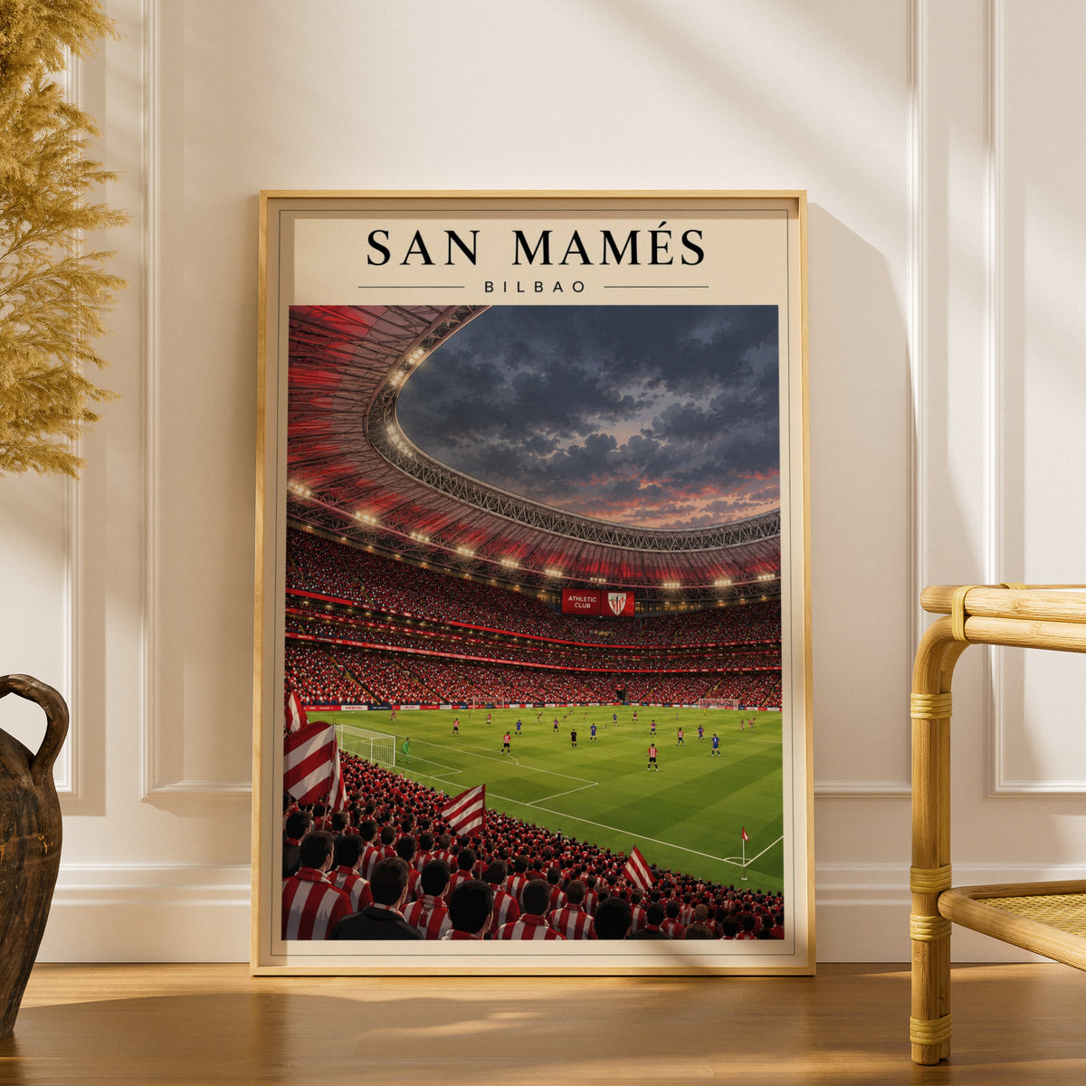 San Mames Bilbao Football Stadium Poster — framed room mockup 1