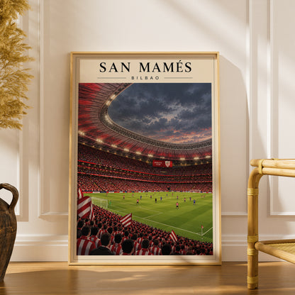San Mames Bilbao Football Stadium Poster — framed room mockup 1